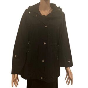 LONDON FOG Black Jacket Size Small Snaps Hooded (sleeves-see description) *NWT*
